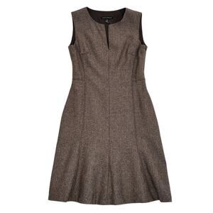 Sandra Angelozzi Dress Brown Wool Knit A Line Sleeveless Lined Side Zip 8 NWT